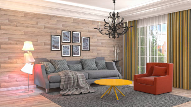 istock Interior living room. 3d illustration 946812886
