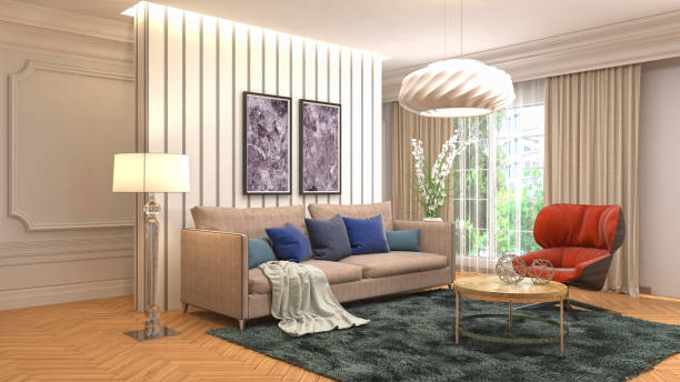 istock Interior living room. 3d illustration 946815338