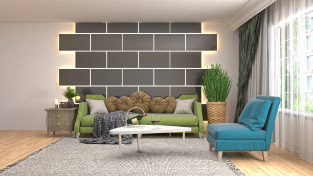 istock Interior living room. 3d illustration 946815572
