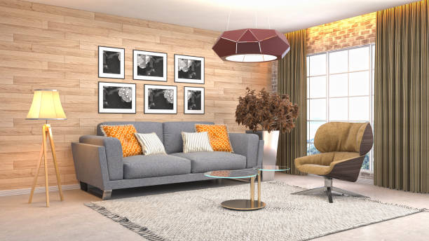 istock Interior living room. 3d illustration 946816410