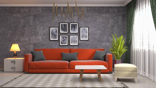 istock Interior living room. 3d illustration 946816510