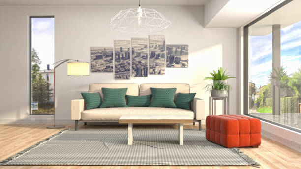 istock Interior living room. 3d illustration 946816590