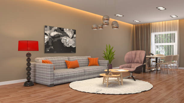 istock Interior living room. 3d illustration 946816752