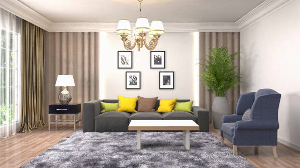 istock Interior living room. 3d illustration 946816810