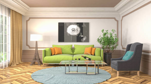 istock Interior living room. 3d illustration 946816828