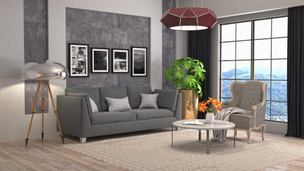 istock Interior living room. 3d illustration 946817076