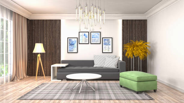 istock Interior living room. 3d illustration 946817196