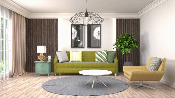 istock Interior living room. 3d illustration 946817406