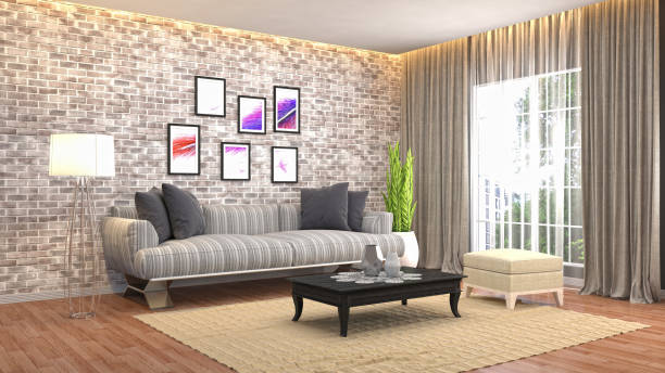 istock Interior living room. 3d illustration 946824664