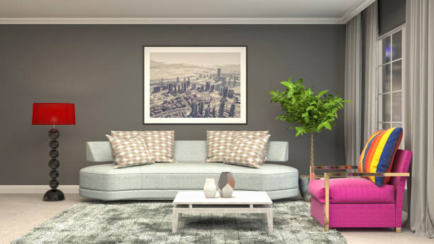 istock Interior living room. 3d illustration 946824830