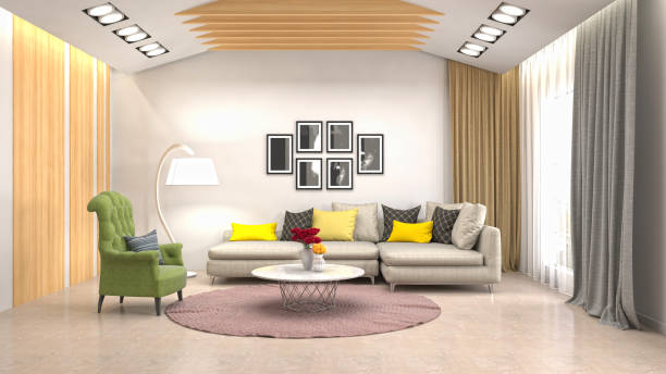 istock Interior living room. 3d illustration 946824982
