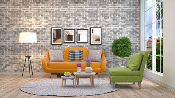 istock Interior living room. 3d illustration 946825068