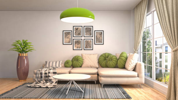 istock Interior living room. 3d illustration 946825078