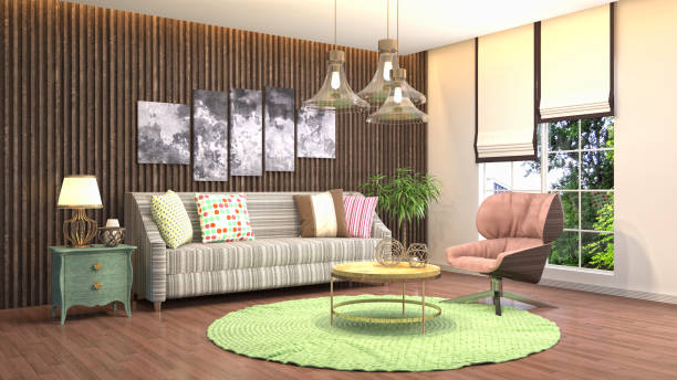 istock Interior living room. 3d illustration 946825490