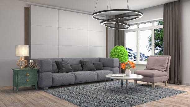 istock Interior living room. 3d illustration 946825602
