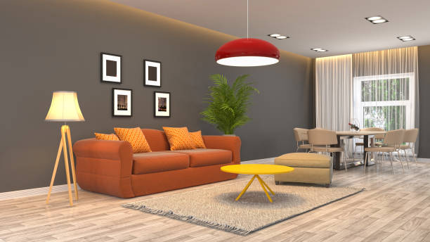 istock Interior living room. 3d illustration 946825684