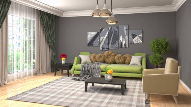 istock Interior living room. 3d illustration 946827974
