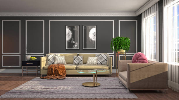 istock Interior living room. 3d illustration 946827998
