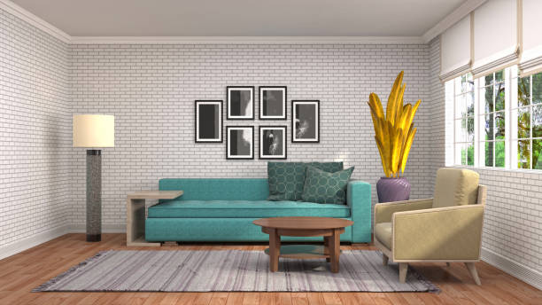 istock Interior living room. 3d illustration 946828074