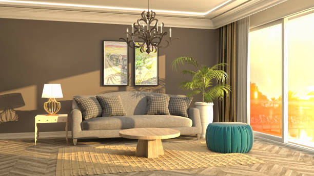 istock Interior living room. 3d illustration 946828136