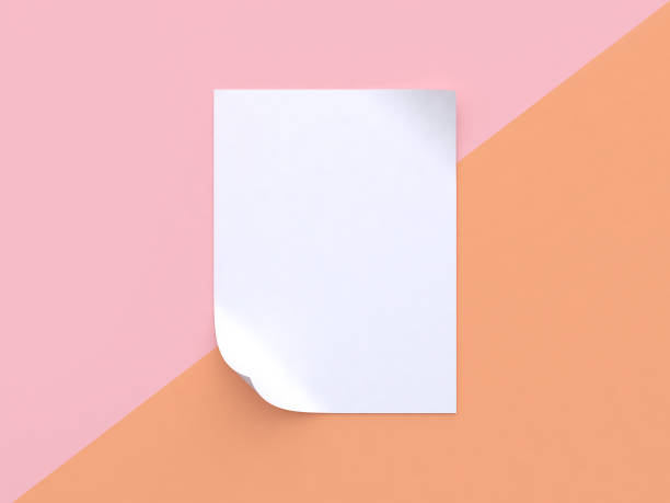 istock pink orange pastel background tilted white blank paper corner curve abstract minimal 3d rendering paper mock up 946831208