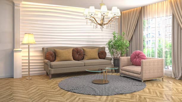 istock Interior living room. 3d illustration 946831240