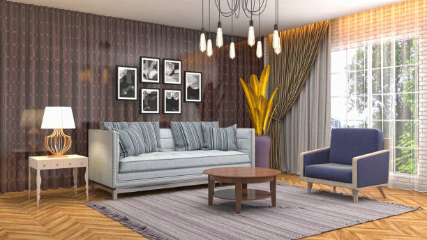 istock Interior living room. 3d illustration 946831388