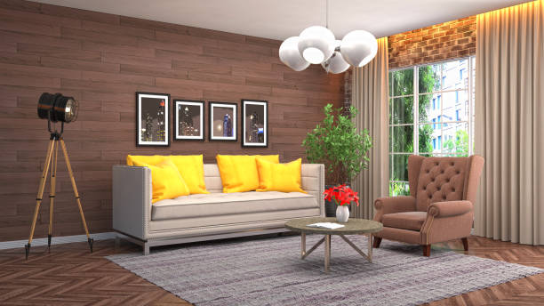 istock Interior living room. 3d illustration 946831410
