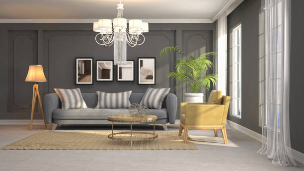 istock Interior living room. 3d illustration 946831650