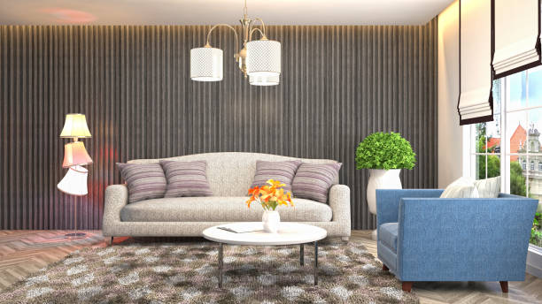 istock Interior living room. 3d illustration 946831720