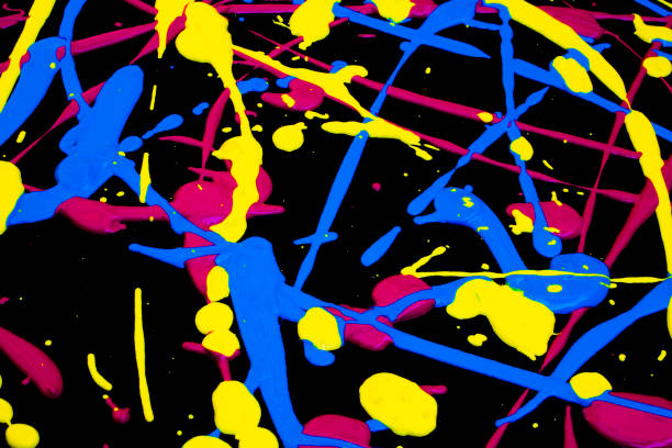 istock Neon Artistic Paint Splatter and Grafitti Splash Background Eighties 946836260
