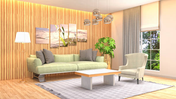 istock Interior living room. 3d illustration 946838340