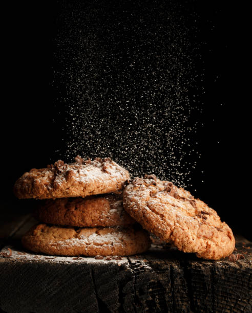 istock Oats cookies over black background 946839364
