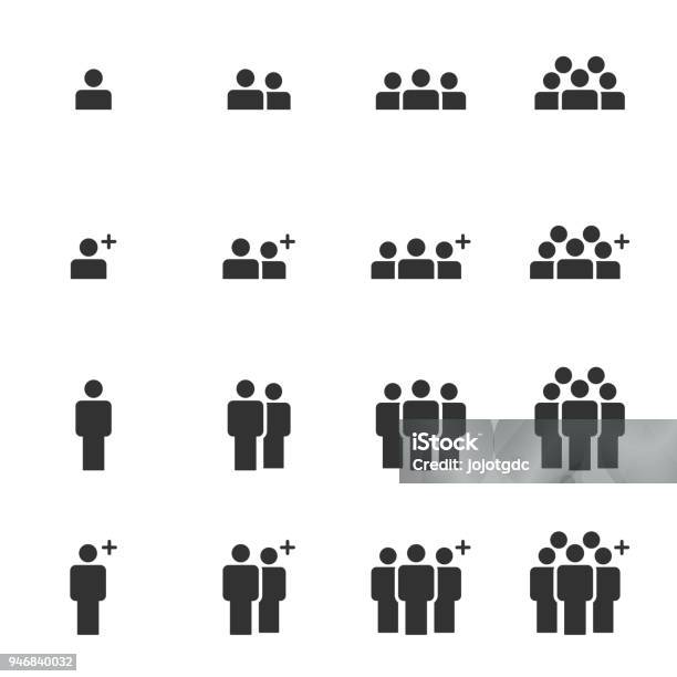 People Icons Work Group Team Business Vector Crowd Of People Stock Illustration - Download Image Now