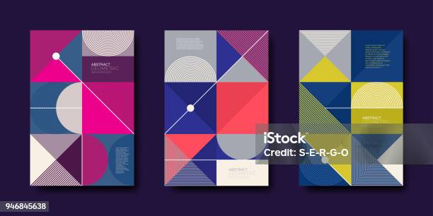 Set Of Cover Design With Simple Abstract Geometric Shapes Stock Illustration - Download Image Now
