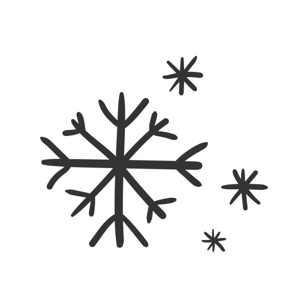 illustrations, cliparts, dessins animés et icônes de main sur icône de vecteur de flocon de neige. croquis de flocon de neige doodle illustration. concept de noël hiver dessinée à la main. - flocon de neige neige