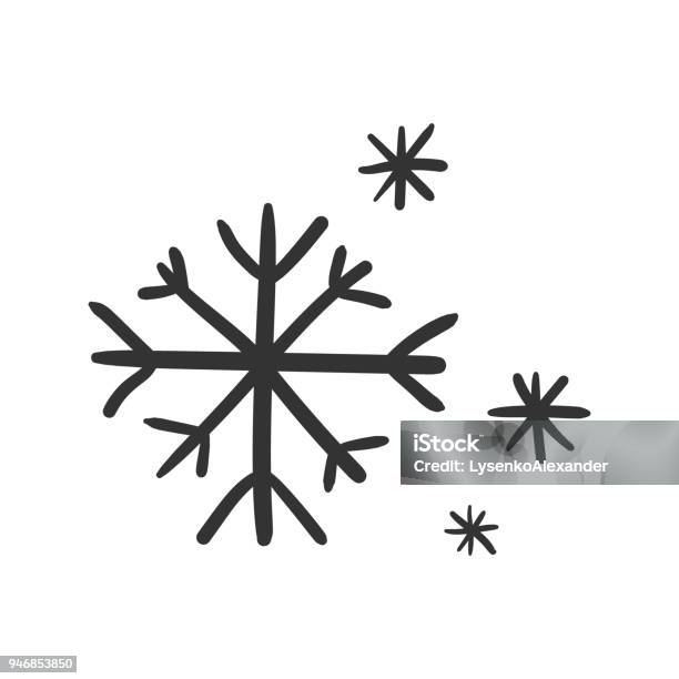 Hand Drawn Snowflake Vector Icon Snow Flake Sketch Doodle Illustration Handdrawn Winter Christmas Concept Stock Illustration - Download Image Now