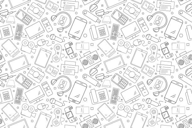 vektorový elektronický a přístrojový vzor. elektronické a zařízení bezproblémové pozadí - elektrické zařízení stock ilustrace