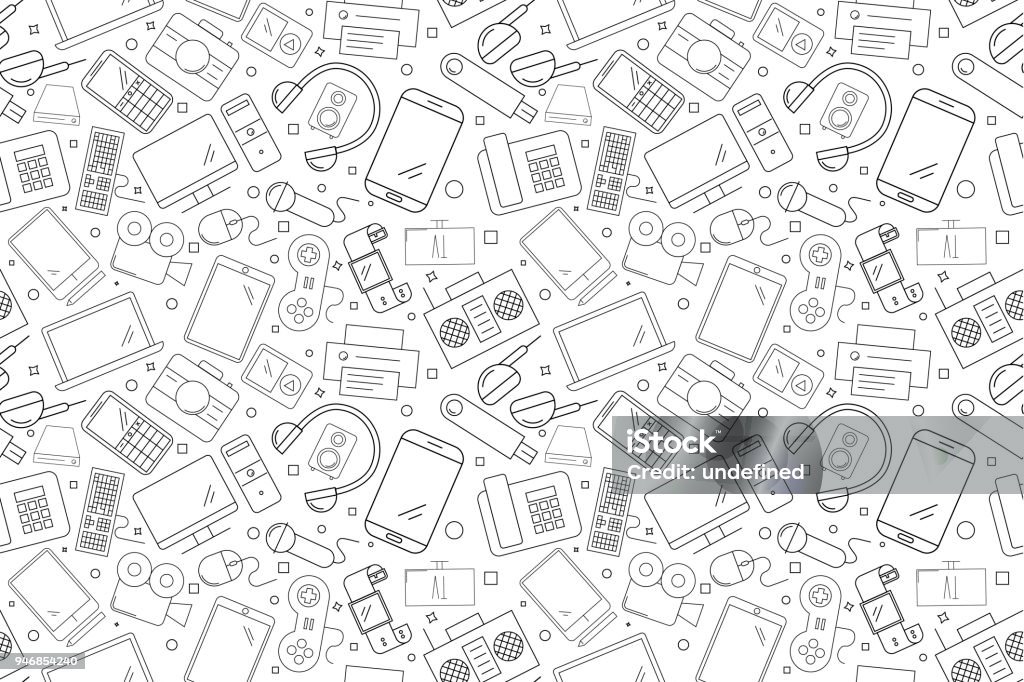 Vector electronic and device pattern. electronic and device seamless background Pattern stock vector