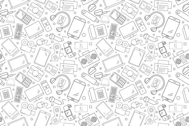 Vector electronic and device pattern. electronic and device seamless background Vector electronic and device pattern. electronic and device seamless background electronics stock illustrations