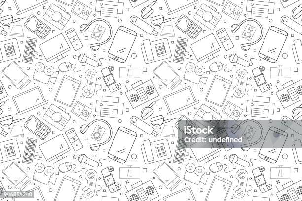 Vector Electronic And Device Pattern Electronic And Device Seamless Background Stock Illustration - Download Image Now