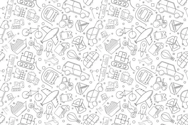 Vector illustration of Vector vehicle pattern. Vehicle seamless background