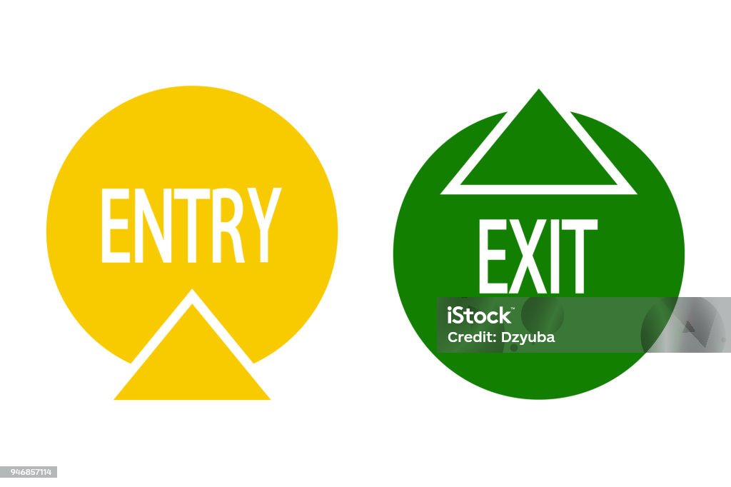 Entry Vs Exit Sign Sign Of Entry And Exit Stock Illustration - Download Image Now ...
