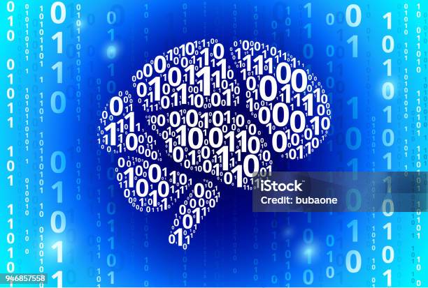 Brain Binary Code Blue Vector Pattern Background Stock Illustration ...