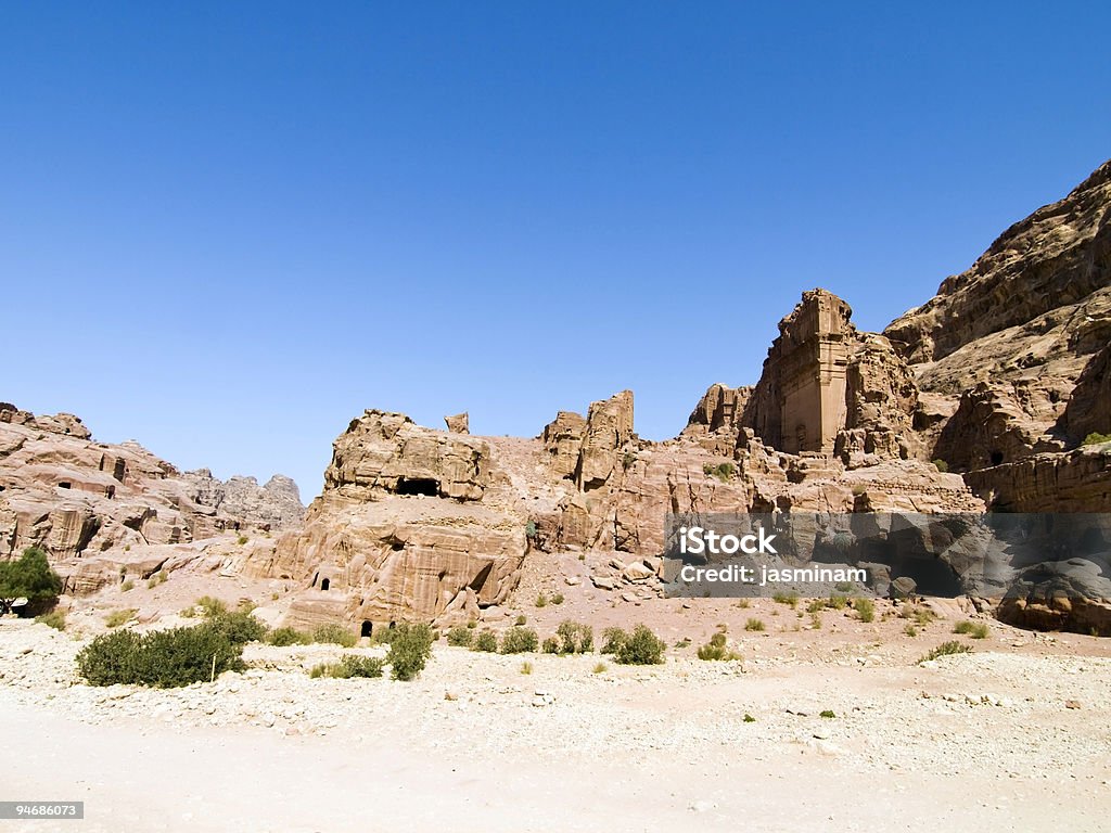 Street der Fassaden, Petra in Jordanien - Lizenzfrei Anhöhe Stock-Foto