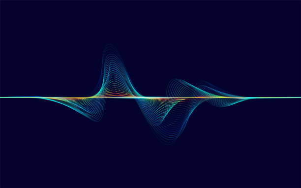 soundWave abstract digital colorful equalizer, sound wave pattern element pulse trace stock illustrations