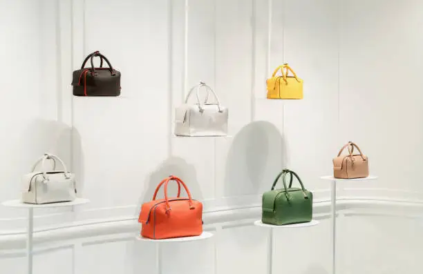 Fashion handbags in a shop window