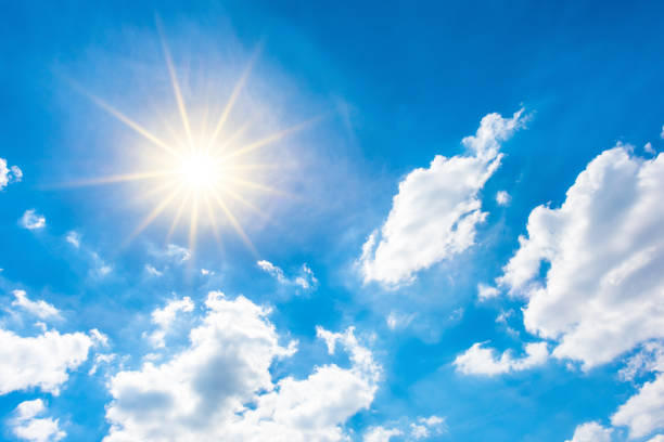 istock Summer background with blue sky and bright sun 946869204