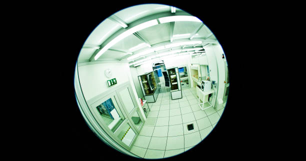 istock Fish Eye View of A Semiconductor Photolithography Cleanroom Exit 946870544