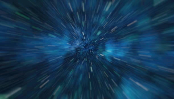 istock Abstract of warp or hyperspace motion in blue star trail. 946884164